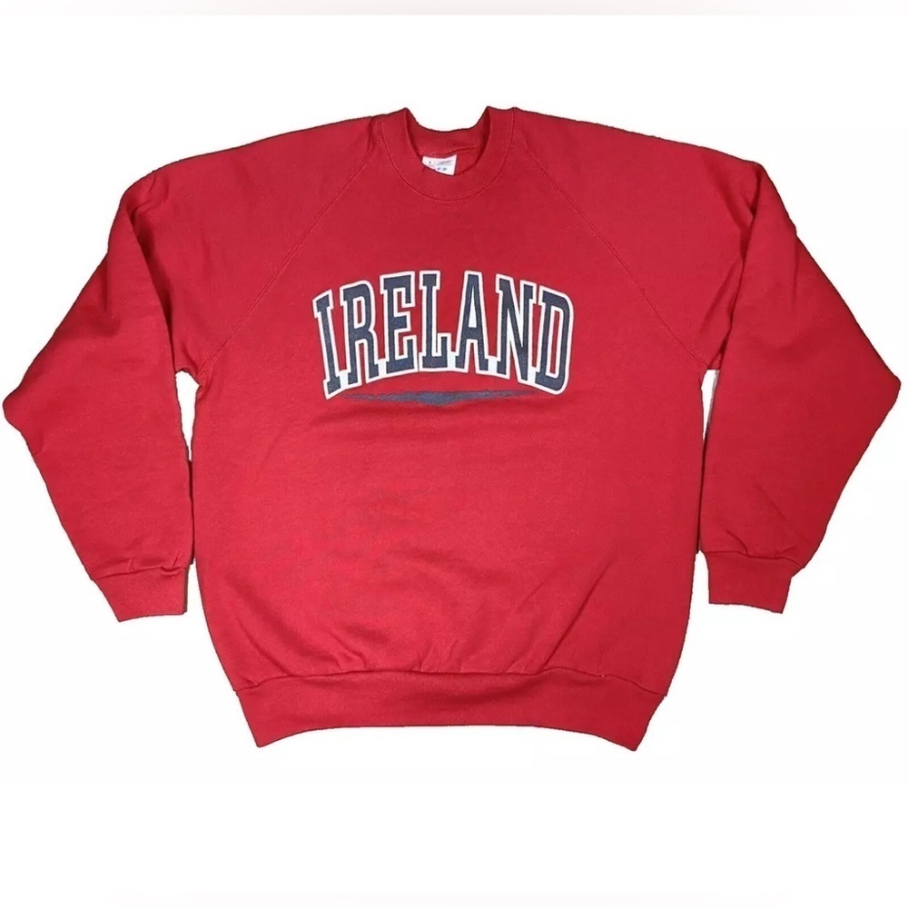 Vtg Screen Stars Ireland Sweatshirt Adult Large Red Crewneck Pullover 90s Retro